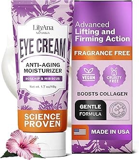 Eye Cream for Dark Circles and Puffiness, Under Eye Cream for Wrinkles and Bags, Anti Aging - helps Improve Dryness; for Sensitive Skin - 1.7 oz - Made in USA