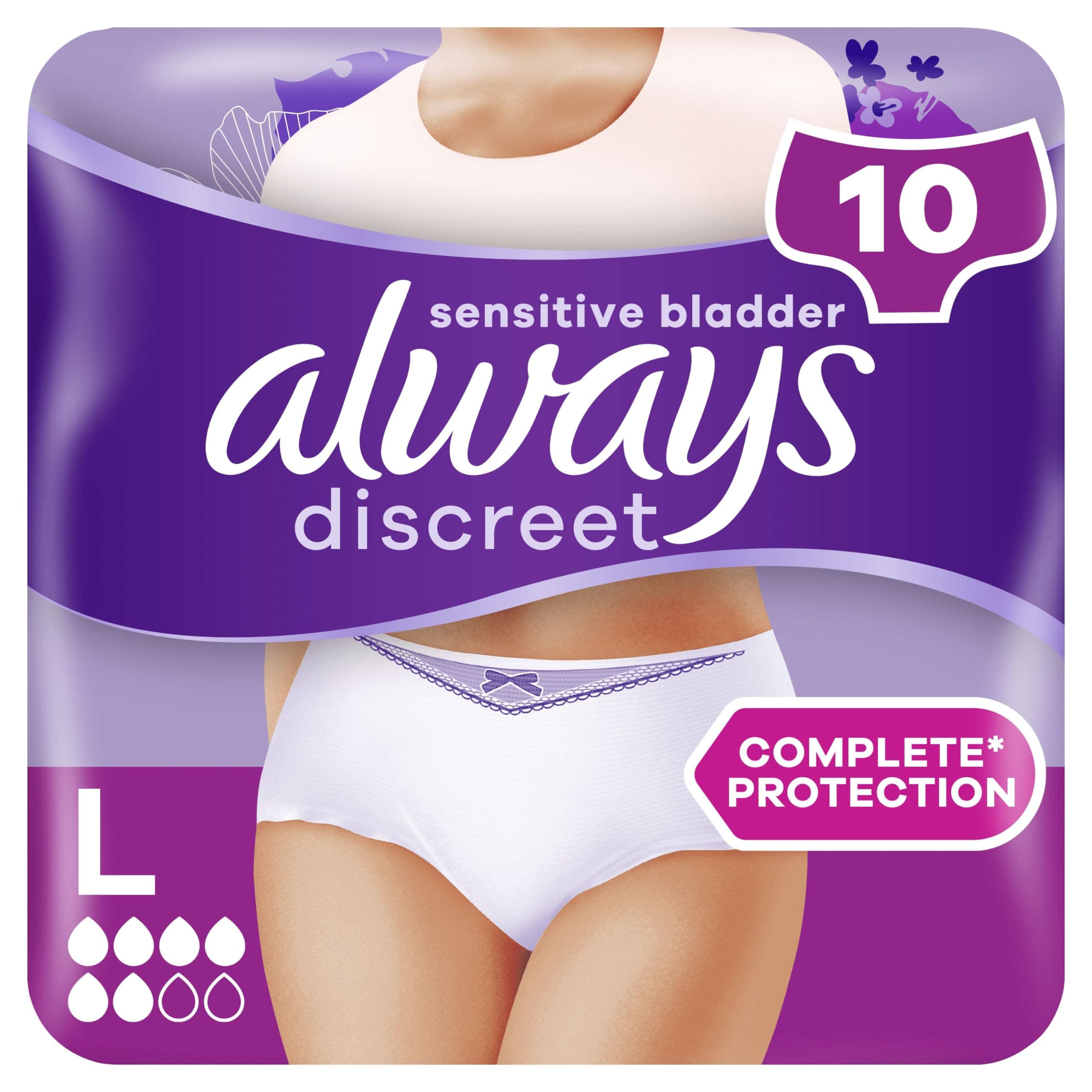Discreet Incontinence Pants Women, Large, 10 Normal
