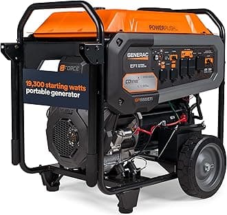 - 19,300 Starting Watt Portable Gas Generator - Electric Start - Home Backup or RV Ready - Heavy Duty Frame - Quiet, Long Runtime, Emergency Power - 49-State Compliant