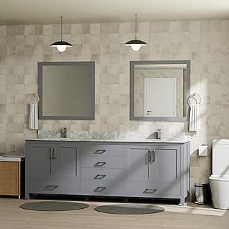Big Sur 80 in. W x 22 in. D Dark Grey Double Bath Vanity, Carrara Marble Top, Faucet Set and 30 in. Mirrors