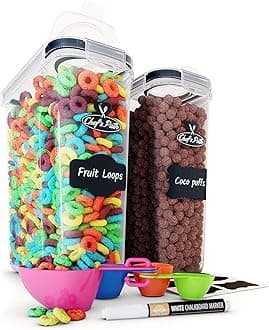 Chef's Path Airtight Food Containers - Set of 2 for Kitchen & Pantry - BPA Free for Cereal, Rice, Flour, Sugar - Bulk Storage - Big Containers