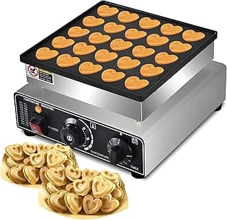 Mini Dutch Pancake Maker， Heart-Shaped Dutch Pancake Machine,25PCs 950W Mini Pancake Maker, 110V Proffertjes Muffin Waffle Maker for Kitchen Bakery Snack Bar