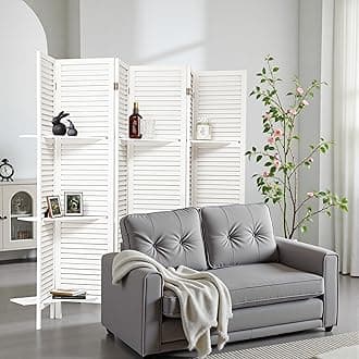 Osparple Room Divider with Shelves 6 Panel Wooden Folding Room Dividers Priva...