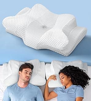 Sleep Doctor Approved Cervical Neck Pillow Sleeping, Ergonomic Contour Side Sleeper Pillows Adults, Cooling Orthopedic Pillow Pain Relief Support, Memory Foam Back Stomach Sleepers White Standard