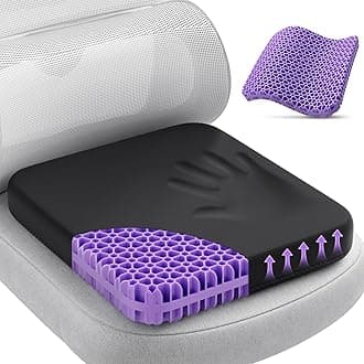 Gel Seat Cushion for Long Sitting, Enlarged & Thickened Patent Design, Breathable Cooling for Office Chair, Soft Car Seat Cushion for Wheelchair (Standard, Black)