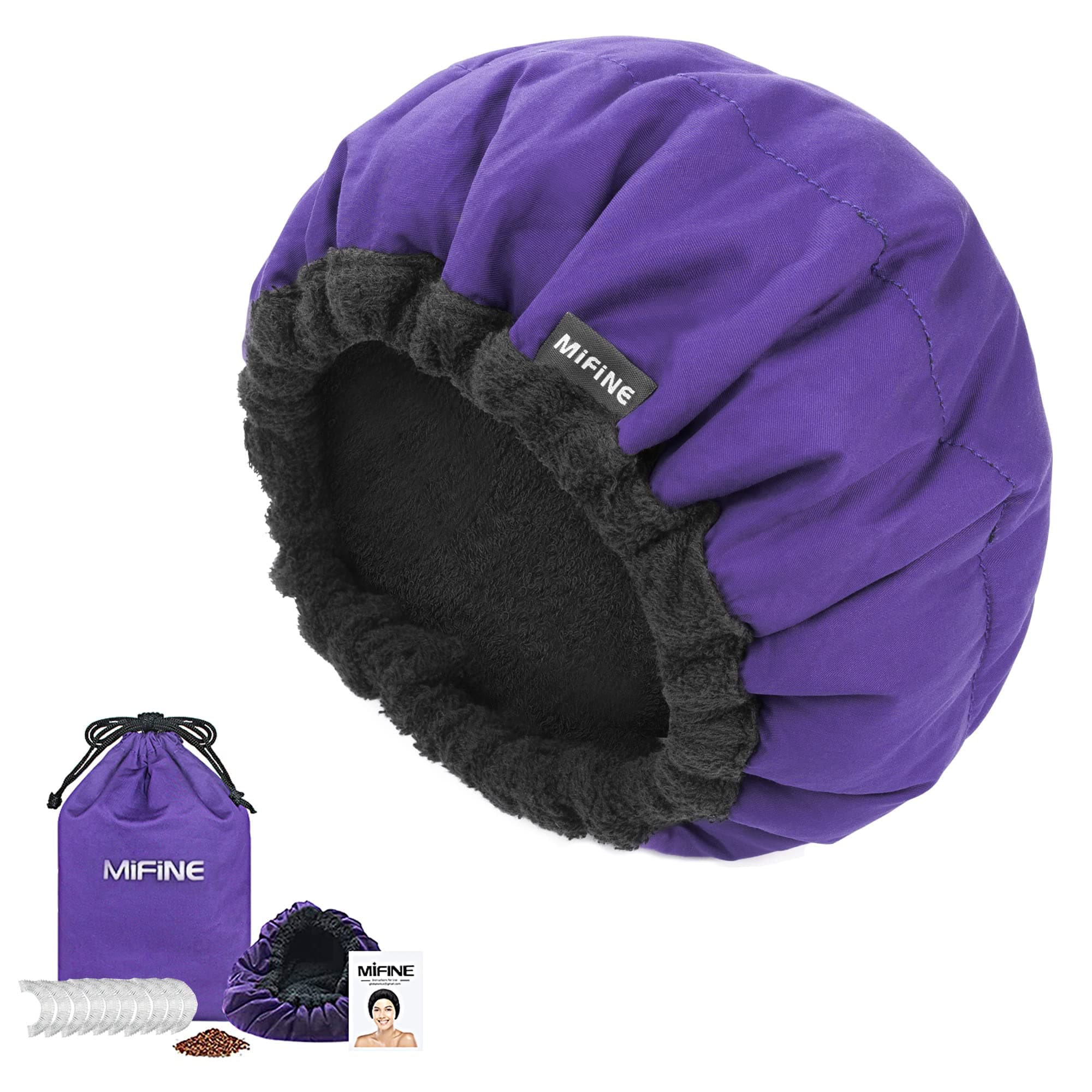 Heat Cap for Deep Conditioning, Microwavable Heating Cap for Deep Conditioner, Hair Steamer Cordless Hair Cap for Hair Treatment, Flaxseed Heat Cap with 10 Disposable Shower Caps