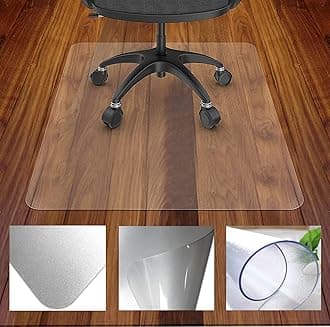 TINMAN Office Chair Mat for Hardwood Floor 120cm X 100cm, Plastic Mat for Chair Easy Glide on Hard Floors, PVC Frosted Protector Mat for Desk Table and Home Office Floors(1.5mm Frosted)