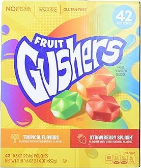 Betty Crocker Fruit Gushers Snacks Net Wt (42Count/0.8 Oz Net Wt 33.6 Oz),, ()