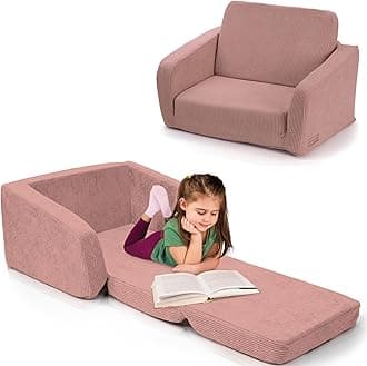 ZICOTO Stylish Kids Chair for Toddler - Comfy 2 in 1 Lounger Made of Memory Foam Easily Unfolds Into a Soft Baby Couch to Nap On - Modern Fold Out Sofa for The Little Ones