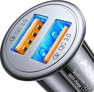 AINOPE USB Car Charger Adapter 45W, Cigarette Lighter USB Charger, Fast Car Charger for Android, [All Metal & Mini] QC 3.0 USB Adapter for iPhone 17 Pro Max 16e 16 15 14 13 12 11 Pro Samsung S26 S25