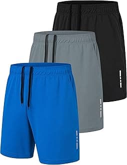 Men's Sport Gym Shorts Quick Dry Workout Running Activewear Basketball Shorts with Pockets 3/5 Pack
