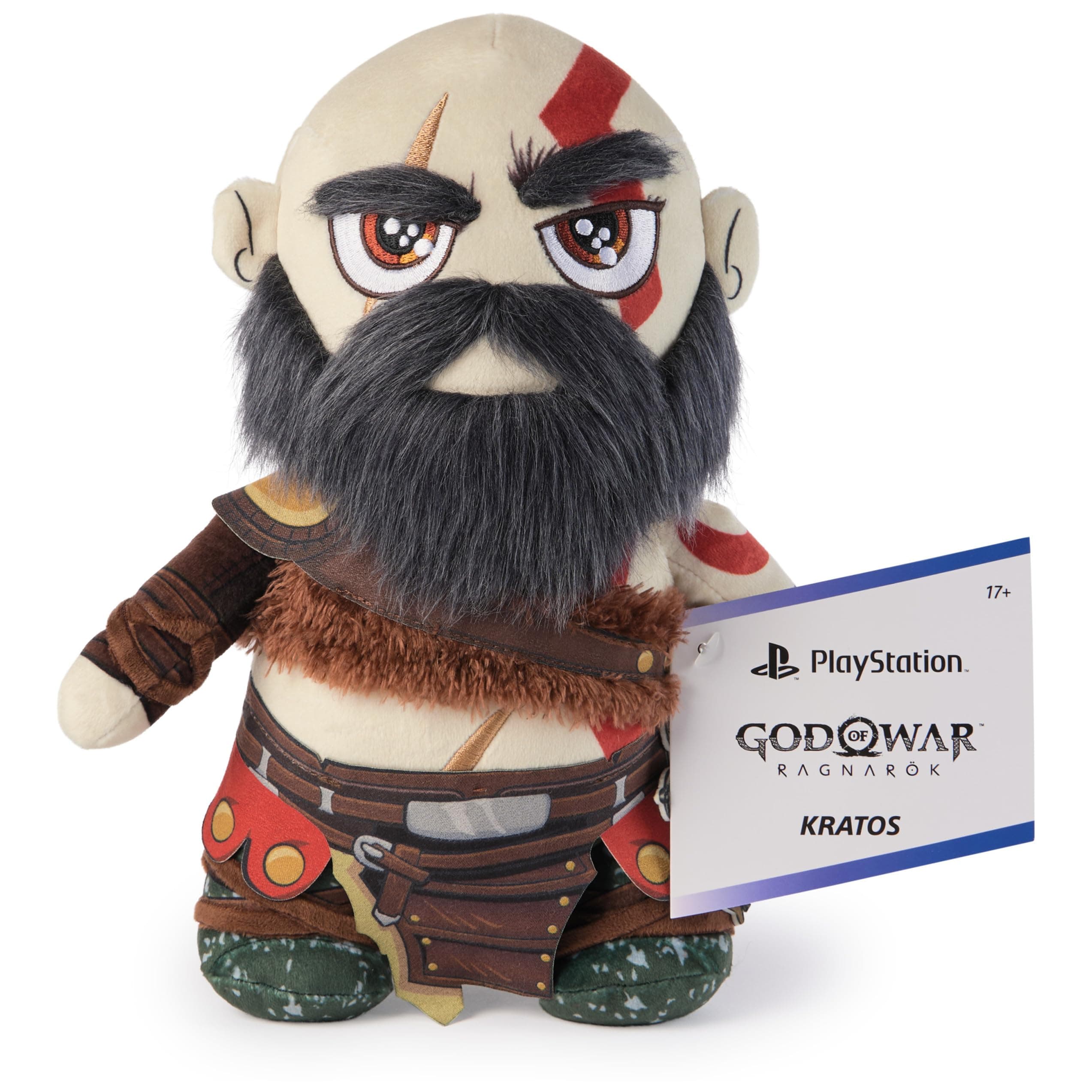 PlayStation, God of War Ragnarok, Premium 10-Inch Kratos Collector Grade Plush Toy, Cute Plushies and Kids Toys for PS5 Fans of All Ages