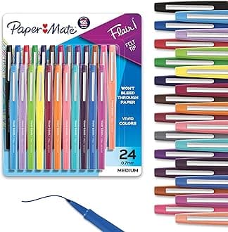 Paper Mate Flair Felt Tip Pens, Medium Point, Limited Edition Tropical & Assorted Colors, 24 Pack