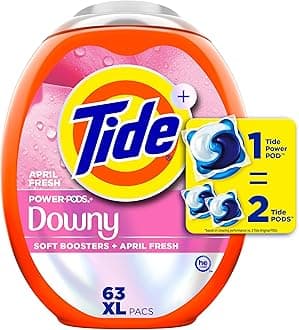 Power PODs + Downy Laundry Detergent Pods, 63 Count, Soft Boosters + April Fresh