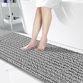 Yimobra Bathroom Runner Rug, 70 x 24, Long Bathroom Rugs Large Bath Mat, Soft Super Absorbent and Thick, Non-Slip, Machine Washable, Carpets for Home, Nursery, Bed and Living Room, GreyOEKO-TEX STANDARD 100