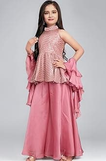 Girls Embroidered Kurta Palazzos & Dupatta Set/Indian Blouse with Palazzo Set/Ethnic Wear Dress For Kids