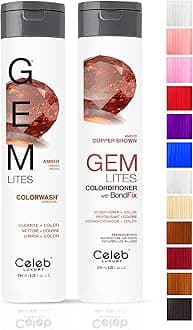 Celeb Luxury Intense Color Depositing Colorwash Shampoo + BondFix Rebuilder, Vegan Hair Dye, Sustainably Sourced Plant Based, Semi Permanent Hair Color, Viral and Gem Lites Duos