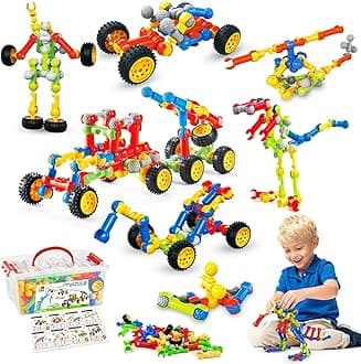 - Stem Building Toys for 3 4 5 6 7 8 Year Old Boys Girls Kids,125 Pieces Building Blocks Educational Learning Toys with Large Storage Box,Ideal Christmas Birthday Gifts