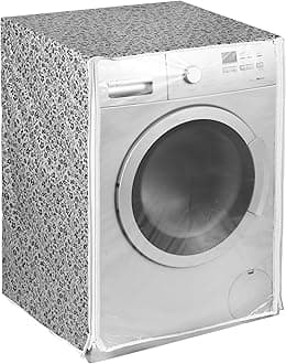 AMPEREUS® Front Load Washing Machine Cover 8 to 10 kg (64Cm x64Cm x84Cm ), Waterproof & Dustproof, Durable Polyester Protection, Compatible with LG, Shields Against Dust, Moisture & Scratches (Black)