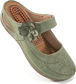 Mules for Women Dressy Summer Closed Toe Sandals Casual Slip On Wedge with Adjustable Hook Loop