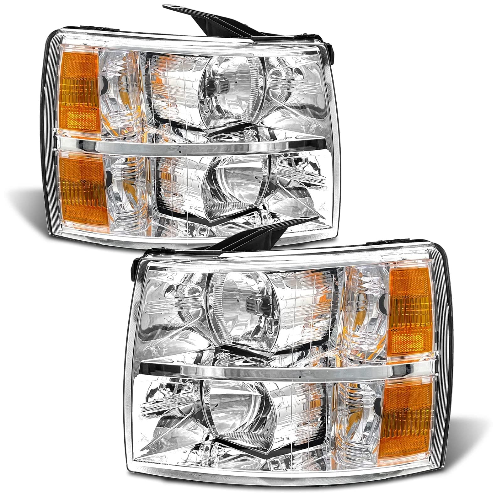 Headlight Assembly for 2007-2013 Chevy Silverado 1500 2007-2014 Silverado 2500HD 3500HD Halogen Fit 2007 New Body Style 2014 Old Body Style W/O Bulbs