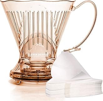 Coffee Dripper and Filters, Large 18 oz, Original Classic Design, Safe BPA Free Plastic, dripper coffee maker, drip coffee maker pour over, 100 filters, coaster and lid