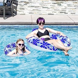 Poolmaster Mommy and Me 2-Piece Inflatable Pool Float Set – Adult Lounge Float and Matching Child Float – Fun Family Pool Float for Parent and Kids Ages 8 & Up – Durable Vinyl for Pool, Beach & Lake