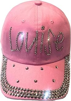 Popfizzy Bedazzled Hat for Women, Rhinestone Denim Hat, Fun Adult Bling Hats, Birthday Gifts for Women, Adjustable, One Size