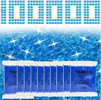 Gel Balls Blaster Ammo Gel Gun Refill(10 Packs,10,000 Pieces Per Pack), 7.5mm Splat Gels Balls Bullets Accesories 7-8 mm, Compatible with Gels Gun, Blue Colour, for Ages 14+