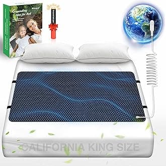 Dragsui Grounding Mat for Bed, Grounding Pad for Sleep, Anti-Slip PU Leather Grounding Mattress with Grounding Cord, 27''×72‘’, California King, Black