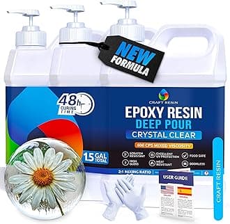 CRAFT RESIN Deep Pour Epoxy Resin Kit 1.5 Gallon – for 2” Pours, Casting Resin Epoxy for River Tables, Wood, Flower Preservation & DIY Crafts – Crystal Clear & Bubble Free, UV Resistant & Food Safe