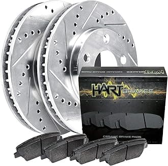 Hart Brakes Front Brakes and Rotors Kit |Front Brake Pads| Brake Rotors and Pads| Ceramic Brake Pads and Rotors |fits 1989-2006 INFINITI G20; Nissan 240SX, Axxess, Sentra, Stanza