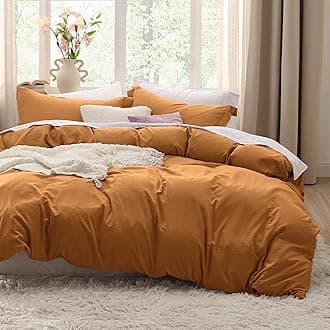 Bedsure Honey Ginger Duvet Cover Queen Size - 3 Pieces Prewashed Cotton-Like Polyester Extra Soft Bedding Set, Includes 1 Duvet Cover 90x90 Inches with Zipper Closure & 2 Pillow Shams, No Comforter