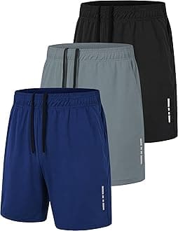 Men's Sport Gym Shorts Quick Dry Workout Running Activewear Basketball Shorts with Pockets 3/5 Pack