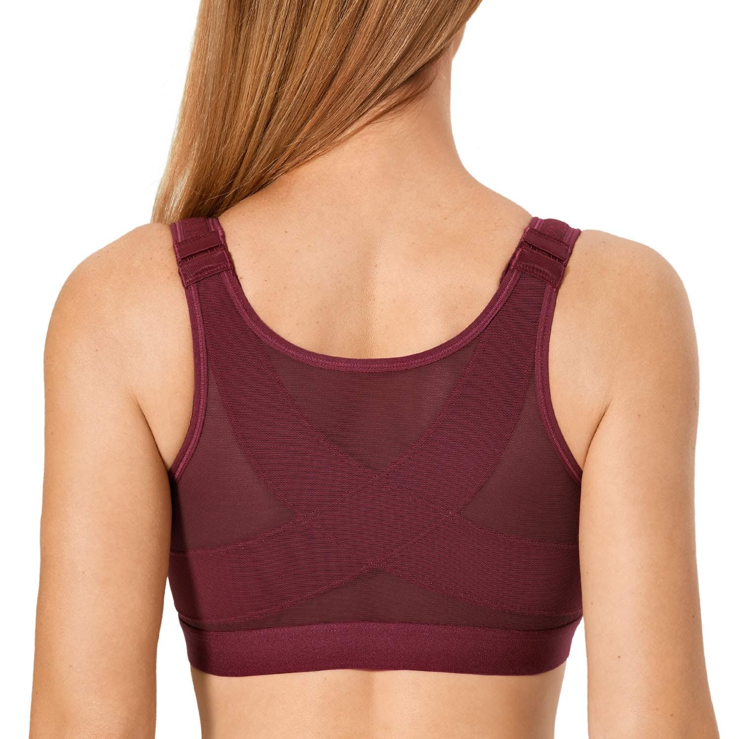 DELIMIRA Womens' Front Closure Posture Wireless Back Support Full Coverage Bra