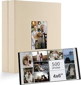 Photo Album 4x6 500 Pockets 2pcs, Large Capacity Photo Book Album with Front Window, Picture Album for Family Wedding Anniversary Baby Travel, Beige