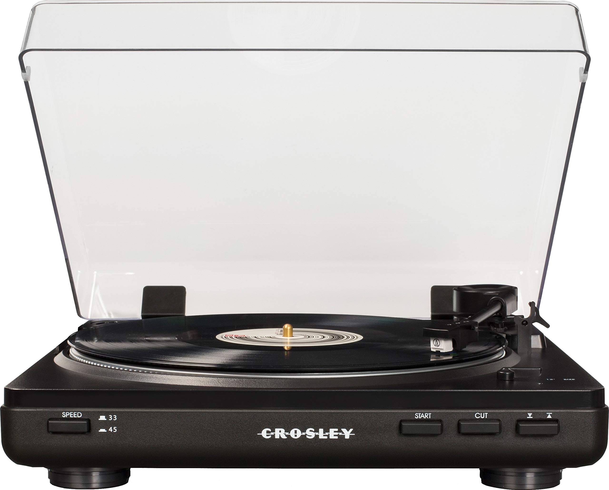 T400D-BK Fully Automatic Bluetooth 2-Speed Turntable Record Player with Built-in Preamp, Black