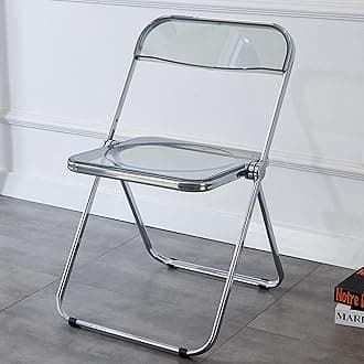 KAIHAOWIN Luxury Modern Acrylic Folding Chair Transparent Chairs-Ghost Stackable Crystal Folding Chair-PC Plastic Living Room Seat-Chrome Frame