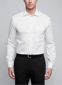 Men's Dress Shirts Regular Fit Lux Sateen Stretch Solid Dress Shirt