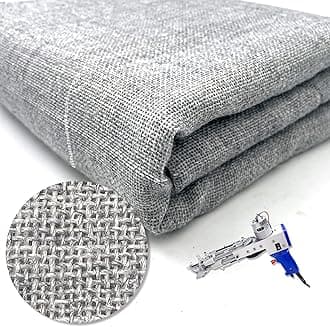 85" x 85" Large Primary Tufting Cloth with White Grid for Tufting Gun, Gray Primary Rug Backing Fabric, Monks Cloth for Rug Tufting Kit – Includes Yarn Threader, Glue Scrapers & Brush