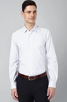 Peter England Men's Slim Fit Full Sleeve Striped Formal Shirt | Cotton Rich | Wonder Fabric | Pin Point Oxford