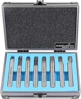Accusize Industrial Tools 5/16'' 8 Pc H.S.S. Tool Bit Set, Pre-Ground for Turning and Facing Work, 2662-2002