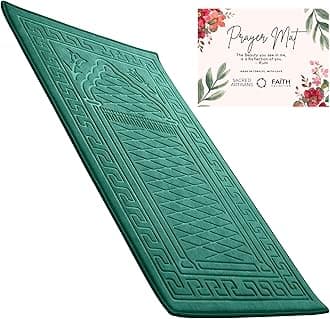 Sacred Artisans Prayer Mat | Padded Muslim Prayer Rug with Thick Foam, Soft Velvet, Gift for Ramadan (Paradise Green)