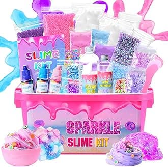 Confetti Slime Kit, Sparkling, Glimmer, Crunchy, Foam, Jelly Cubes Slime, Stress Relief Toys, Party Favors for Kids, for Girl Boys 6 7 8 9 10 11 12