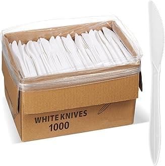 1,000 Plastic Knives Bulk Black Medium Weight Silverware Plastic Cutlery Knife