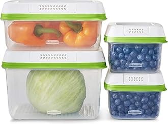 FreshWorks Produce Saver, Medium and Large Storage Containers, 8-Piece Set, Set of 4, Med & Lg, Clear