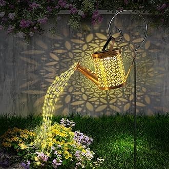 1 Pack Solar Watering Can with Lights, Outdoor Solar Garden Lights Decor, Garden Solar Lights Outdoor Decorative, Hanging Lantern Waterproof, Metal Solar Light for Garden Lawn Path Yard Patio Decor