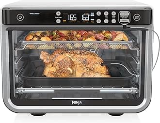 Ninja DT251 Foodi 10-in-1 Smart XL Air Fry Oven, Bake, Broil, Toast, Roast, Digital Toaster, Thermometer, True Surround Convection up to 450°F, includes 6 trays & Recipe Guide, Silver