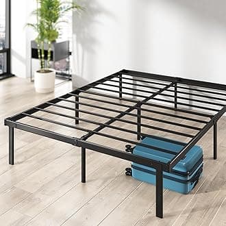 Caleb Double Bed Frame - 4ft6 (135 x 190 cm) - 14.2'' Height - Metal Bed Base with Steel Slat Support - Easy Assembly - Black