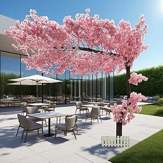 7.9ft Tall Big Cherry Blossom Tree, Handmade Japanese Pink Artificial Cherry Blossom Trees with Led Light for Indoor Outdoors Home Living Room, Wedding Decor